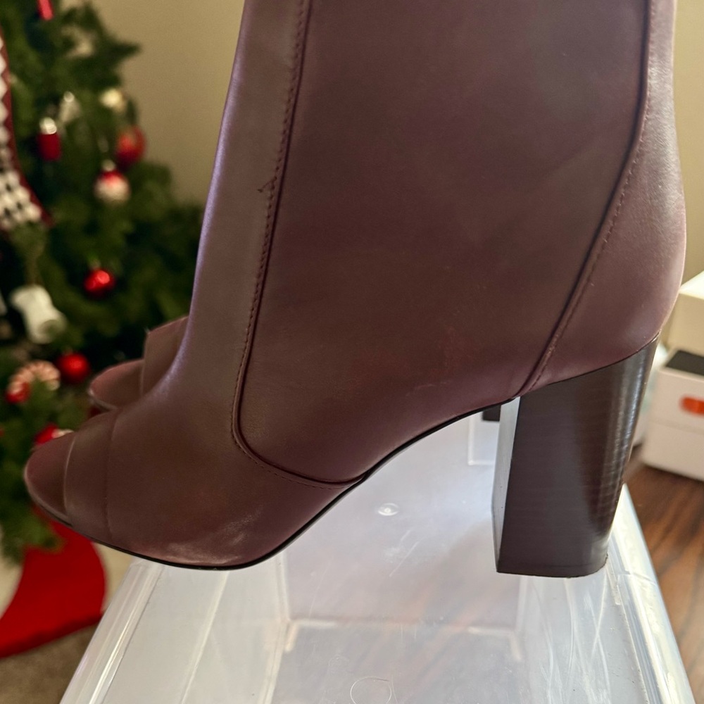 Vince Deep Burgundy Peep-Toe Ankle Booties - Picture 3 of 5